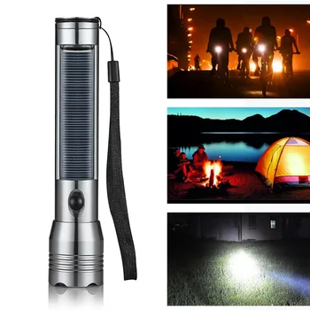 

Solar Powered Flashlight Handheld Flashlight Rechargeable LED Torchlight for Camping Hiking Climbing YA88