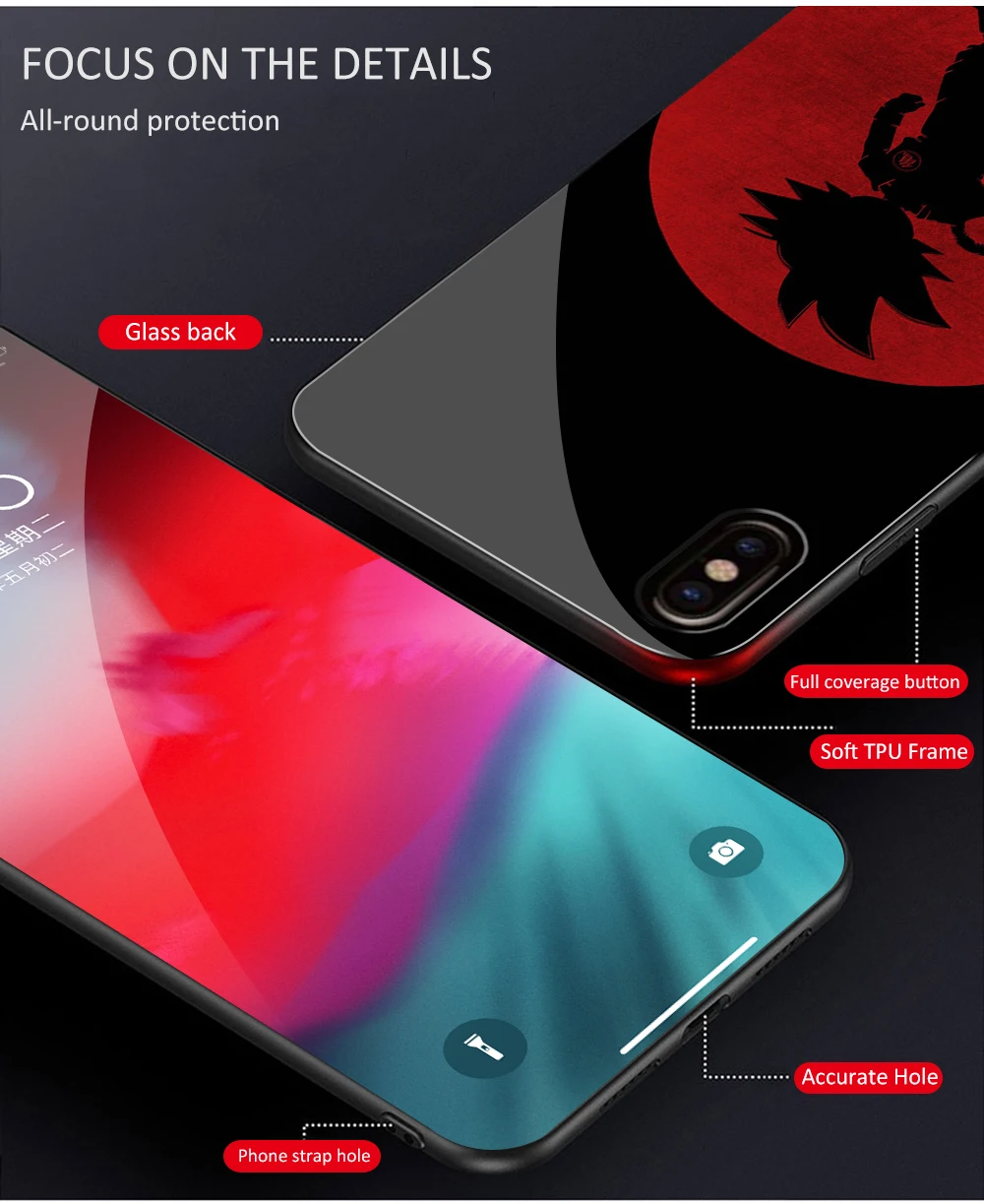 Для iphone 11 чехол стеклянная задняя крышка из аниме Goku dragon ball super case iphone x чехол для iphone 6 6s 7 8 Plus X XS Max XR 11 pro