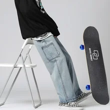 Pantalones Cargo de pierna recta para hombre y mujer, jeans sueltos de hip hop, jeans holgados de skate callejero, ropa de calle vintage y2k