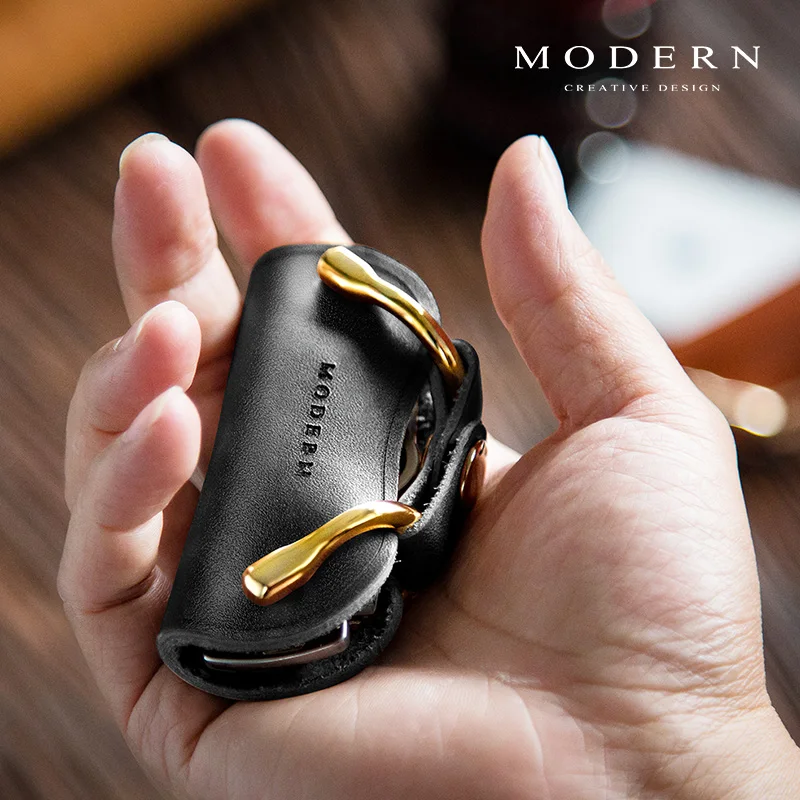 Современный-абсолютно из натуральной кожи кошелек для смарт-ключа DIY брелок EDC Карманный Автомобильный держатель для ключей