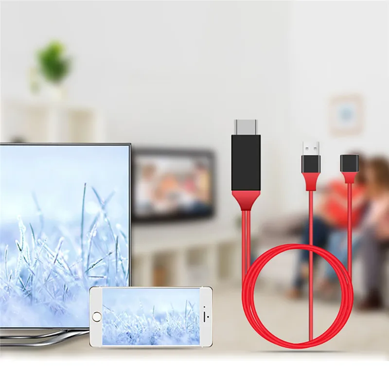 1 м USB C HDMI usb type C to HDMI 1080P адаптер HD tv цифровой кабель для iPhone huawei для IOS 12 Android5.0 type C HDMI