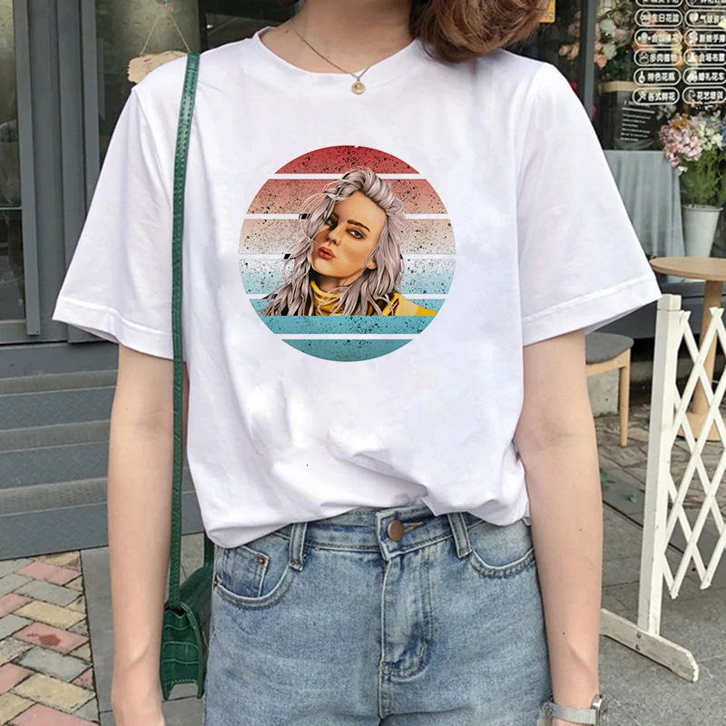 Billie Eilish Harajuku, модная графическая футболка для женщин, 90 s, хип-хоп, Ullzang, футболка, Bad Guy, забавная футболка, топ, футболка для женщин - Цвет: 4016