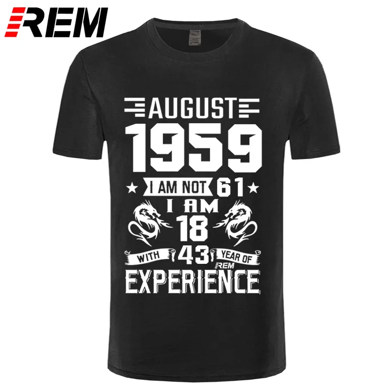black August С мая, июня, июля, августа, декабря, 1959 года, Мужская футболка с коротким рукавом, с принтом, повседневная, модная, с января, с февраля, с марта - Цвет: black August