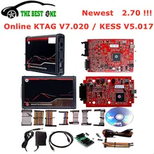 Em linha 2.70 ue vermelho kess v5.017 nenhum token ktag v7.020 2.25 k-tag 4 led bdm quadro kess 5.017 obd2 gerente tuning kit ecu programador