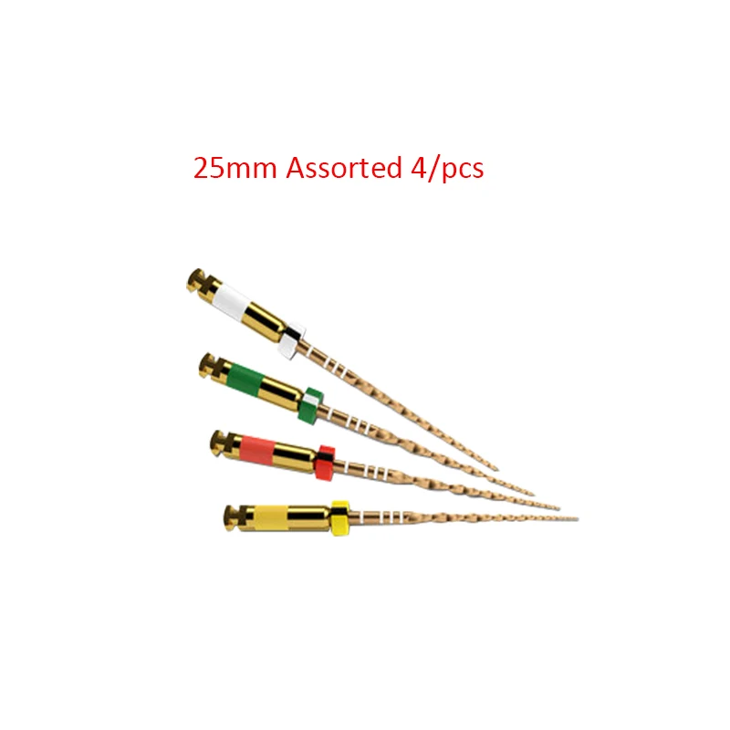 4 pics 25MM Dental Endo Rotary Files wave one gold for Root Canal Preparation Engine Use Niti Materials gold files - Цвет: Assorted 25MM