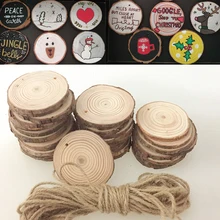 50 pçs madeira natural fatias círculo redondo discos árvore casca log para diy artesanato decorações de casamento enfeites natal