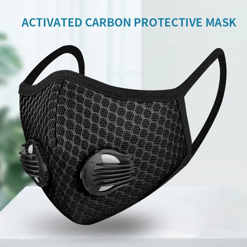 Máscara facial de ciclismo com filtro de carbono ativado