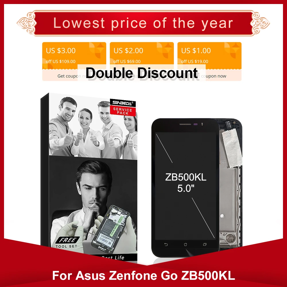 ЖК дисплей 5 0 дюйма для Asus Zenfone Go ZB500KL X00AD сенсорный экран с дигитайзером и рамкой