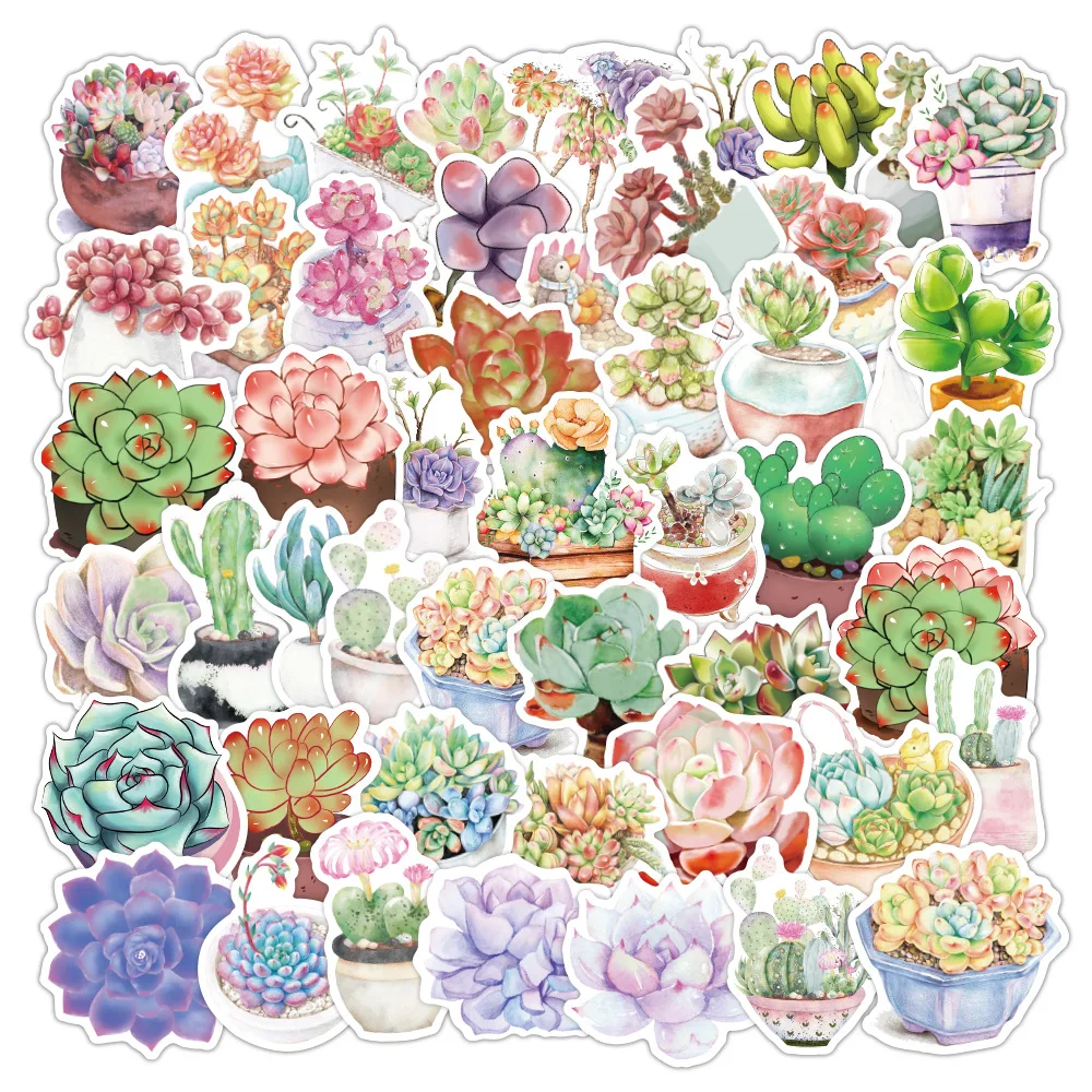 

10/30/50PCS Color Succulents Cartoon Graffiti Cute Girl Laptop Suitcase Skateboard Guitar Waterproof Sticker Wholesale