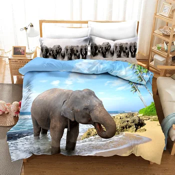 

3D Animal Elephant Print Bedding Set Duvet Covers Pillowcases One Piece Comforter Bedding Sets Bedclothes Bed Linen 10