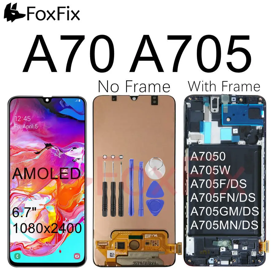 Для samsung Galaxy A70 A705 A705F SM-A705F A70 ЖК-дисплей с сенсорным экраном дигитайзер в сборе с рамкой для samsung A70 lcd