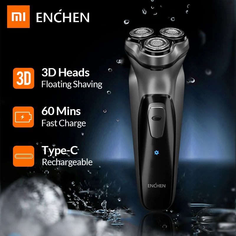 Продажа Xiaomi Enchen 3D электробритва с черным камнем для мужчин триммер для бороды Триммер для волос usb type C перезаряжаемый бритвенный станок с одним лезв...