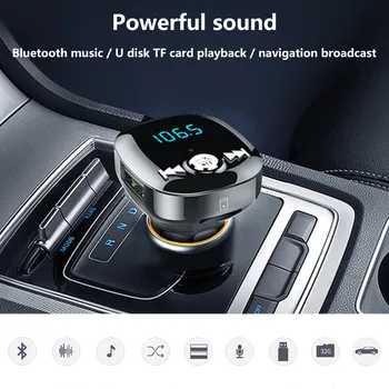 

12V~24V Wireless Bluetooth Handsfree Car Kit FM Transmitter MP3 Player Dual USB Charger Stereo Music TF Card FM Modulator #Ger