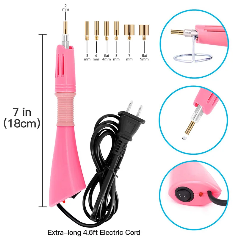  4000pcs 2 Boxes Mix Color Hot Fix Rhinestones Set Hotfix Applicator With 7 Different Nozzles Cleani - 4000117035372