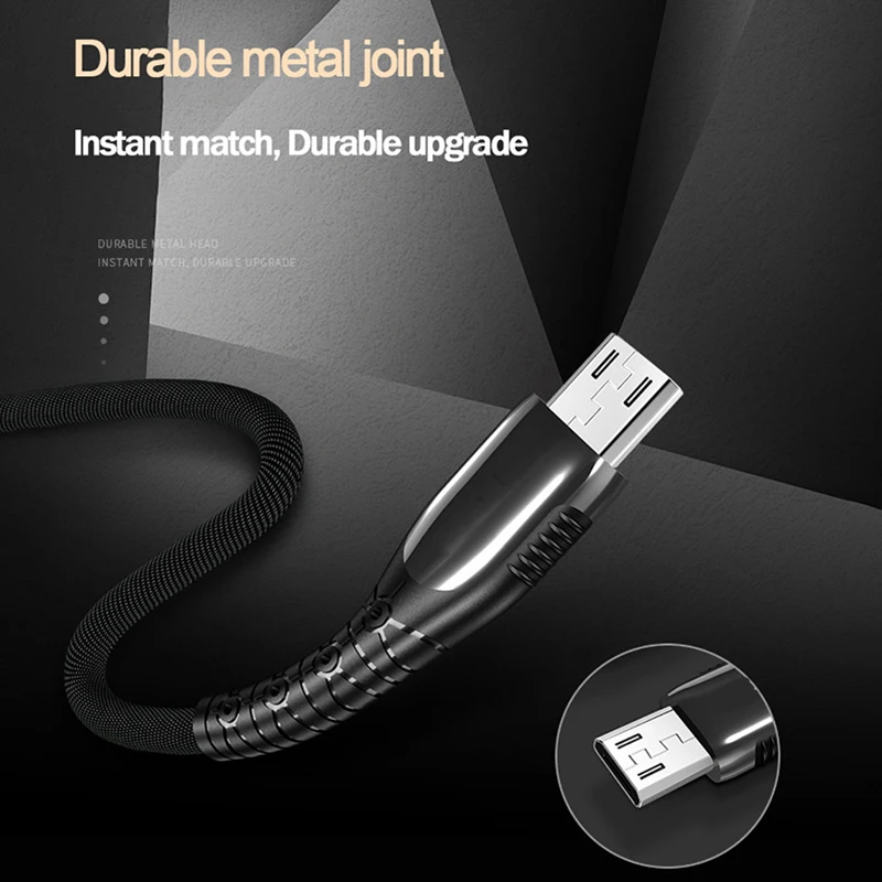 Светодиодный кабель Micro USB зарядное устройство для samsung Galaxy S7 S6 Быстрая зарядка мобильного телефона зарядный шнур для huawei Android 3A usb-шнур