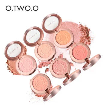 

O.TWO.O 6 Color Face Blush Powder Makeup Palette Long Lasting Natural Ruddy Cheek Blusher Minerals Powder Pallete Blusher Brush