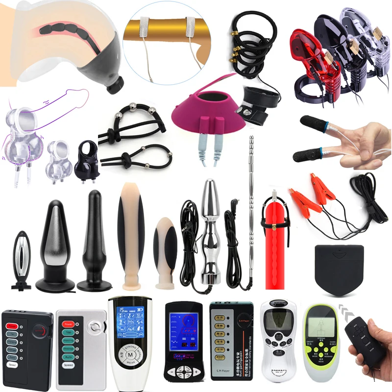 Electric Shock Penis Plug Cock Ring Anal Toys Nipple Clamps Chastity Cage Estim Electroshock Defensa Sex Accessories For Couple