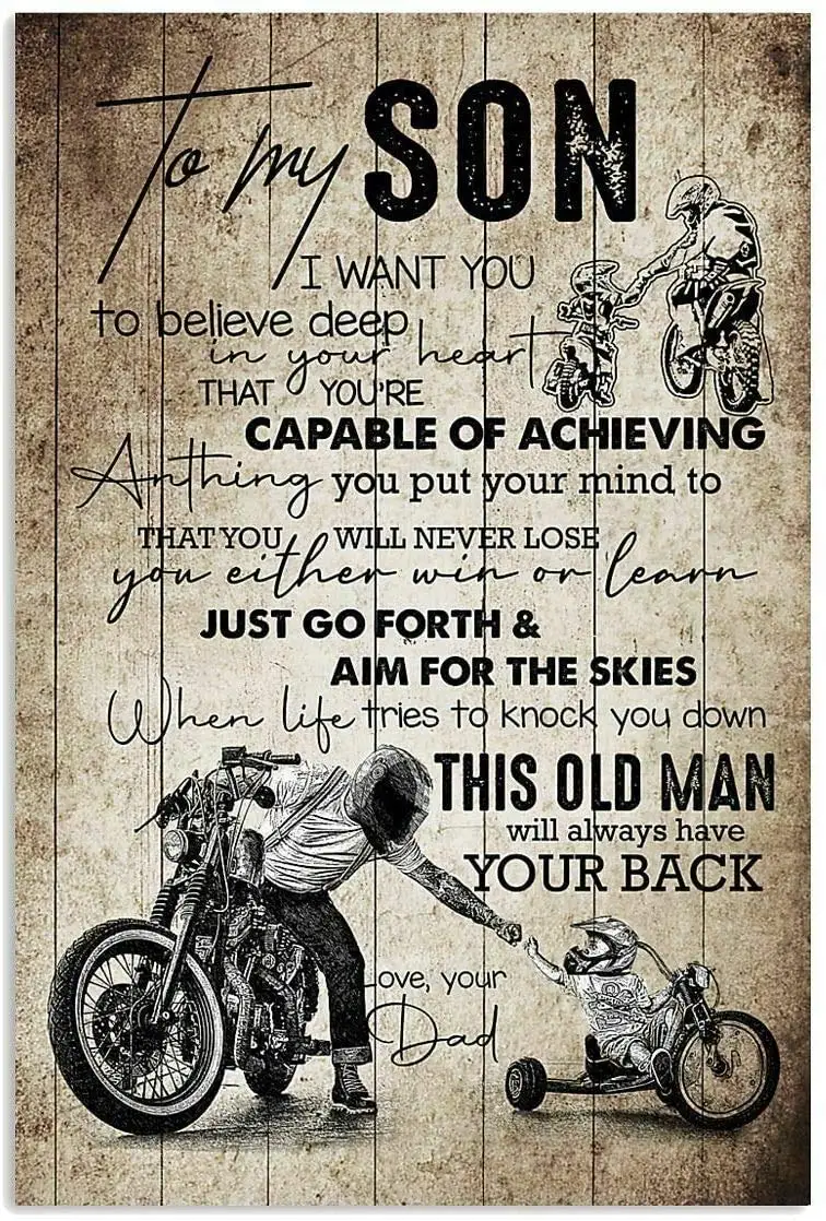 

to My Son from Dad That You Will Never Lose You Either Win On Learn Poster Metal Different Breeds Retro Vintage Home Farm Court