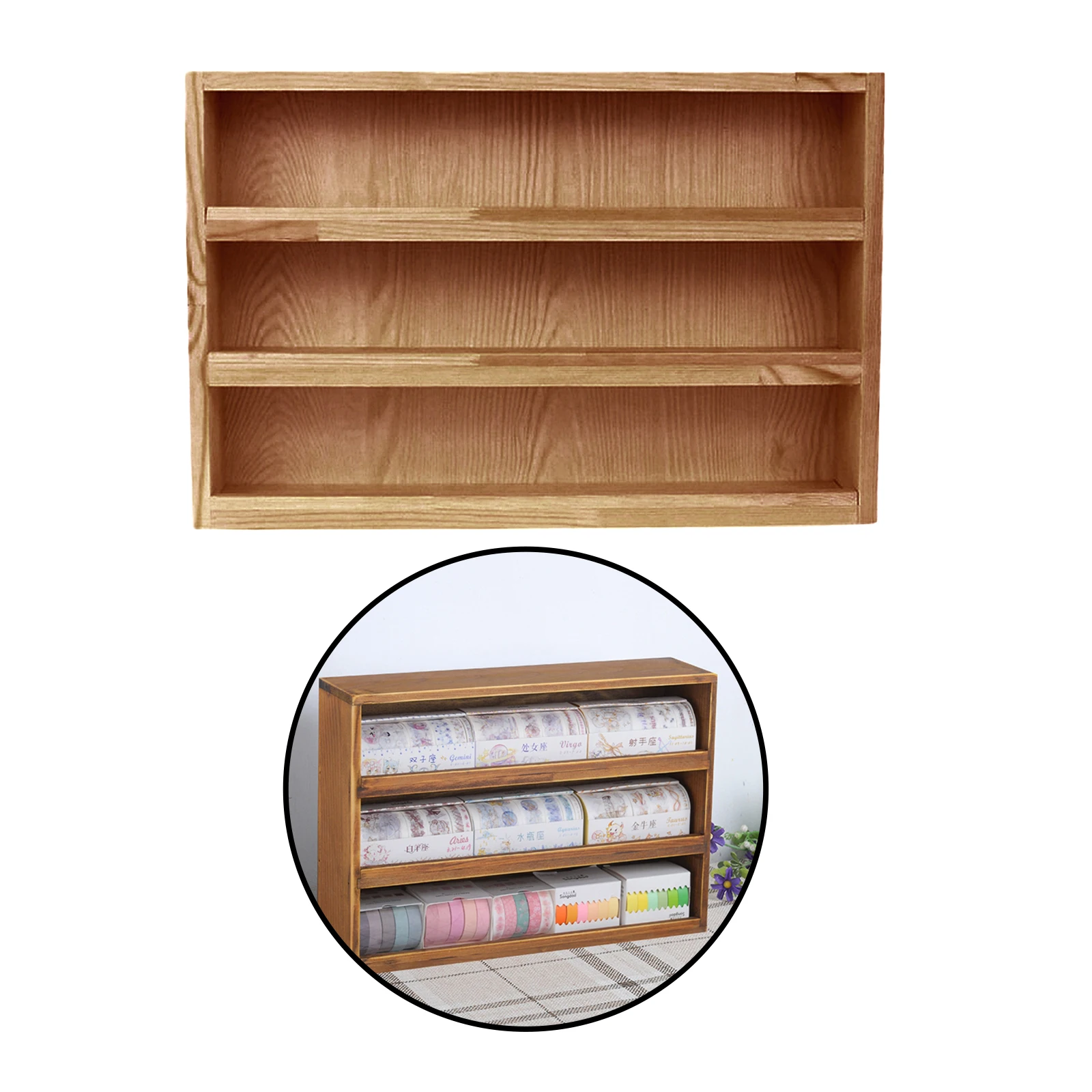 3 Ties Desktop Storage Rack Mini Tabletop Bookcase File Holder Making Tape Storage Display Shelf Doll Collection Case
