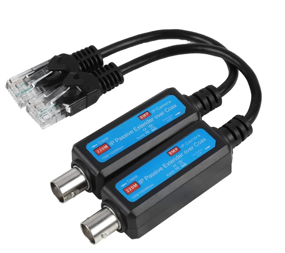 1CH Passive IP Extender over Coax Transmit IP Camera signal over Existing Coaxial Cable at