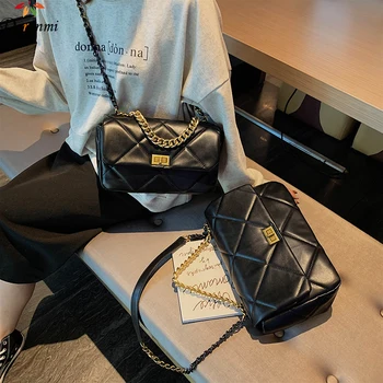 

DORANMI Diamond Lattice Leather Women's Bags 2019 Luxury Brand Designed Big Messenger Female Shoulder Bag Chain Strap Bolso G211