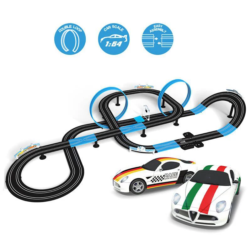 Double Electric Remote Control Toy Train Track Electric Automatic Regulation Circuit Car Racing Track Toy Set Boy Racing Track