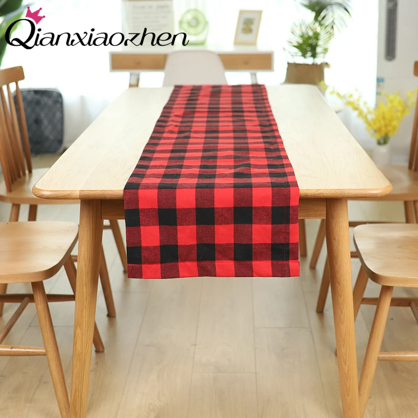 

Qianxiaozhen тканевая решетчатая подстилка, коврик для стола, Рождественское украшение для стола, рождественские украшения для дома и кухни