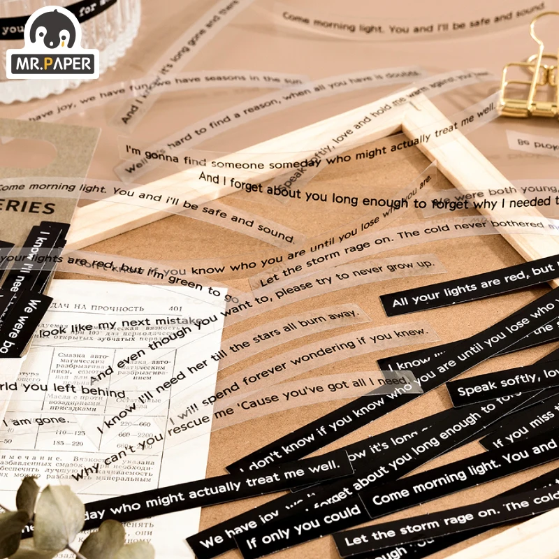 Mr.paper 8 Design Strip Sticker Pack Life Excerpt Series Scrapbook Planner Decoration Stationery Sticker