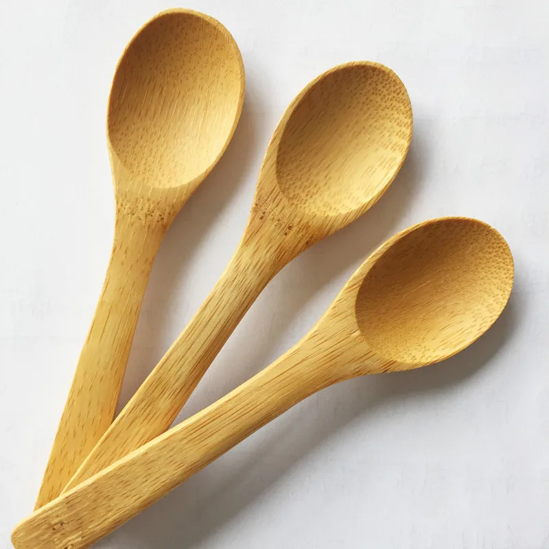 6X Small Bamboo Wooden Spoons Dessert Ice Cream Honey Kids Baby Spoon Gif T ^m^