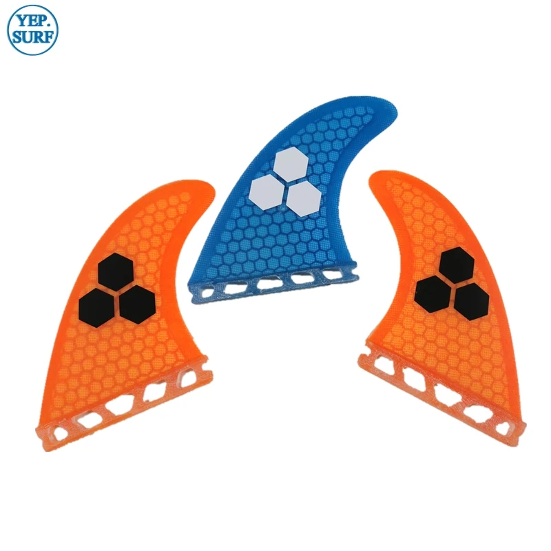 Surf fins 2 pcs per set orange with 1 pcs per blue color Future G5 Fin Fibreglass Fins Surf Paddle Board Surfboard Fins