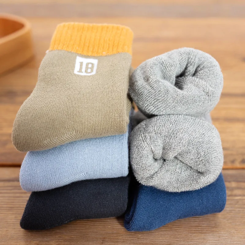 Kids Socks 5 Pairs/Lot Cotton Children Kids Socks for Girls Boys Winter Thicken Wear Solid Color Fashion Sports Casual
