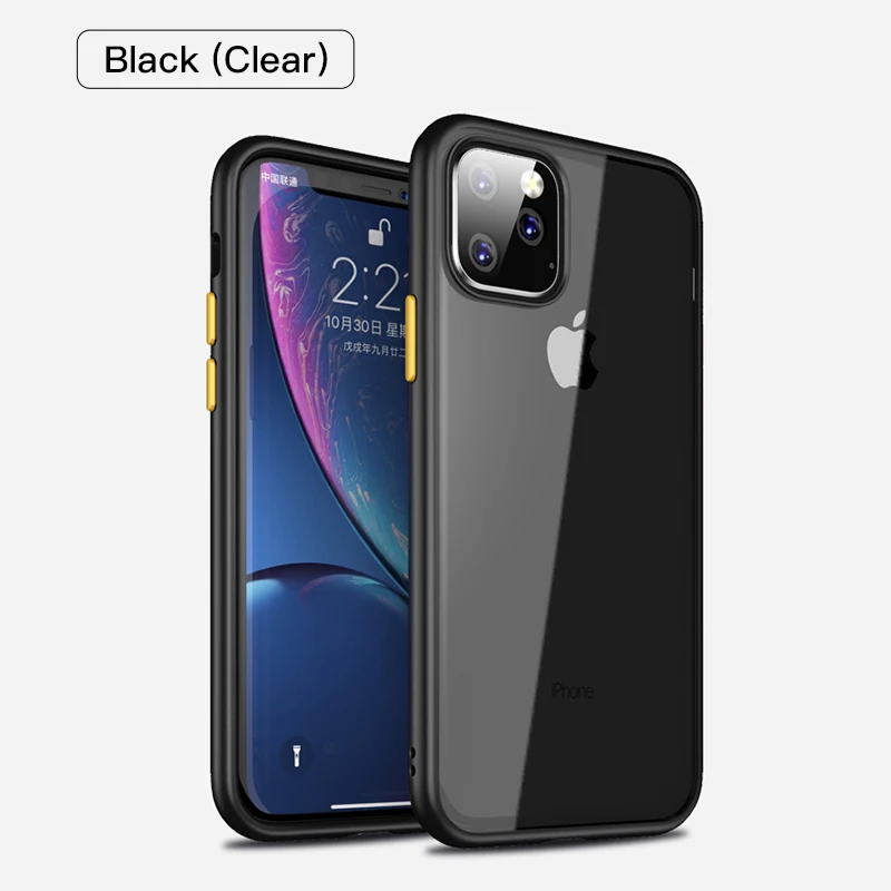Black Clear LUPHIE чехол для телефона контрастного цвета для iPhone 11 Pro Max, прозрачный чехол для iPhone 11 Pro Max, Матовые чехлы, чехол - Цвет: Black Clear