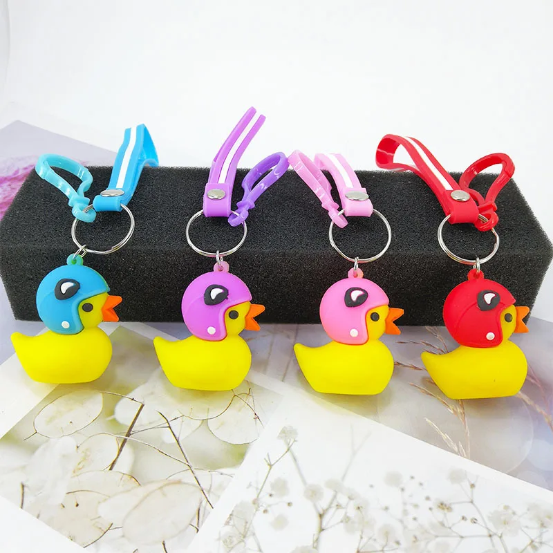 2019 cute cartoon PVC helmet small yellow duck keychain pendant bag car hanging decoration creative gift | Украшения и аксессуары