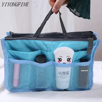 

Multifunction Tote Organizer Insert Bag Women Nylon Travel Insert Organizer Handbag Purse Large liner Lady Makeup Cosmetic Bag