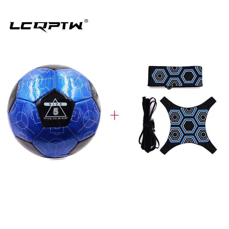 

2019 Blue size 5 Football Training ball Professional PU Soccer Ball with Bags /Pump /Football Solo Belt for beginner