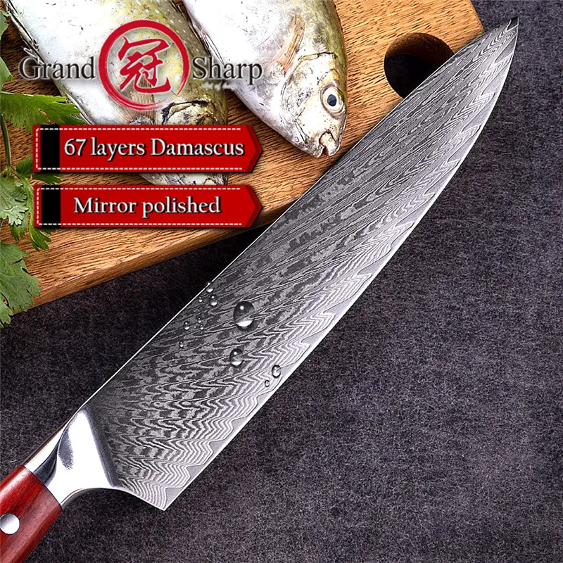 1pc, Professional Chef Knife, 8 Inch Damascus Kitchen Knives Of Japanese  VG-10 Stainless Steel ,Ultra Sharp Blade And Ergonomic Handle, Stain  Resistan