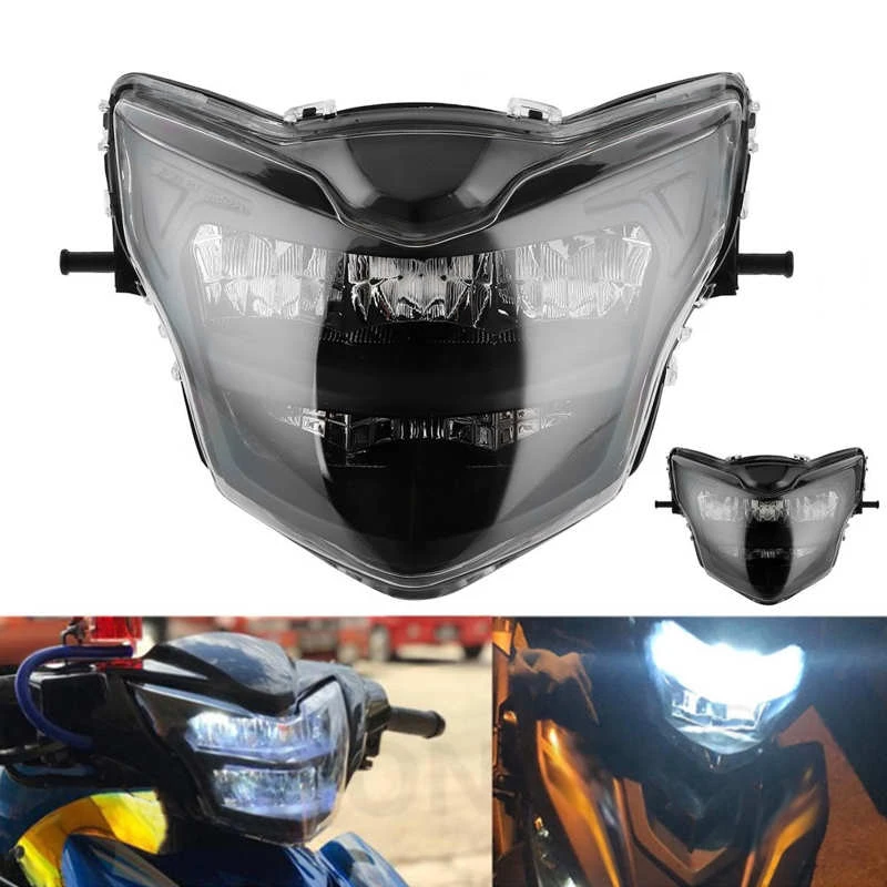 Led Headlight Assembly 12v Bright Motorcycle Head Lamp Modification Fit For Yamaha Lc135 V2 V6 Aliexpress