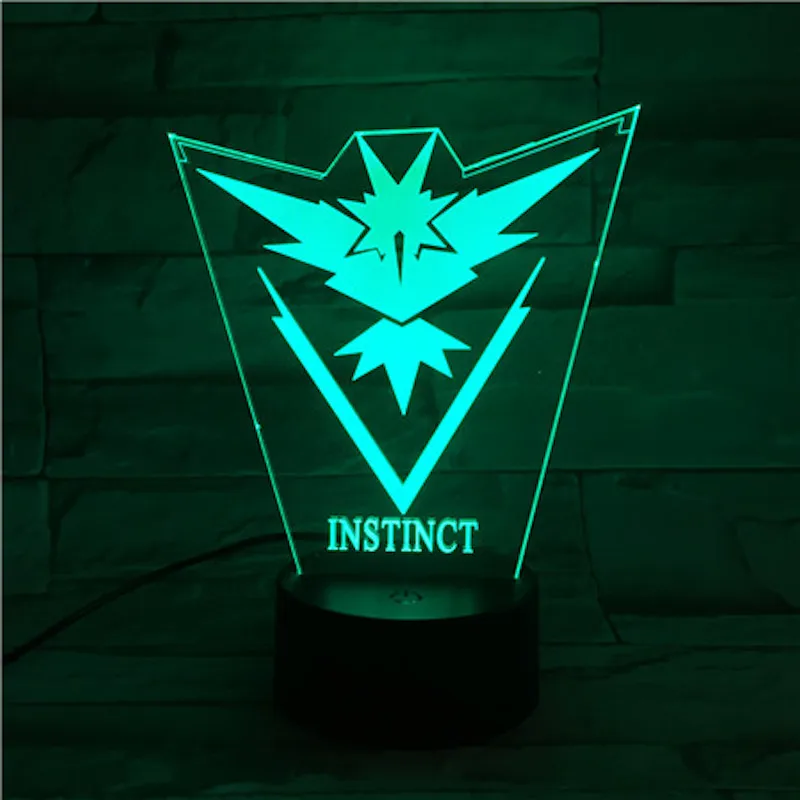 Pokemon Go Team Instinct, детский Ночной светильник светодиодный, меняющий цвет, прикроватный, новинка, лампы, подарок, Usb светодиодный светильник, детский Instinct