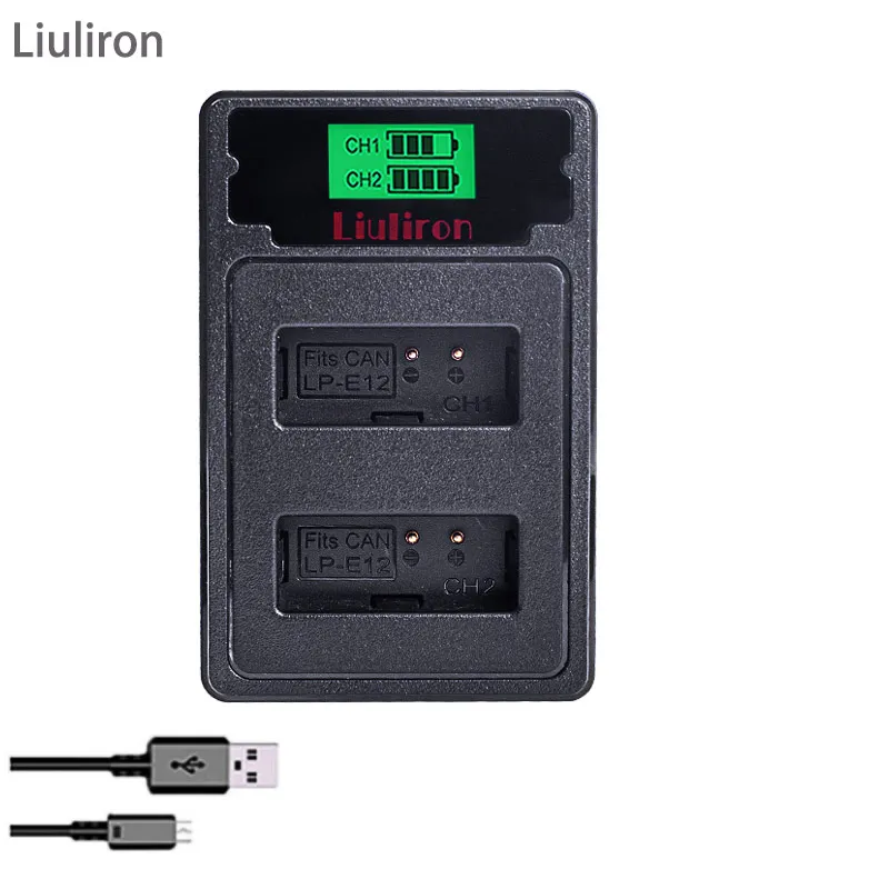 Литий ионный аккумулятор LP E12 LPE12 4 шт. 1800 мАч ЖК дисплей USB двойное зарядное