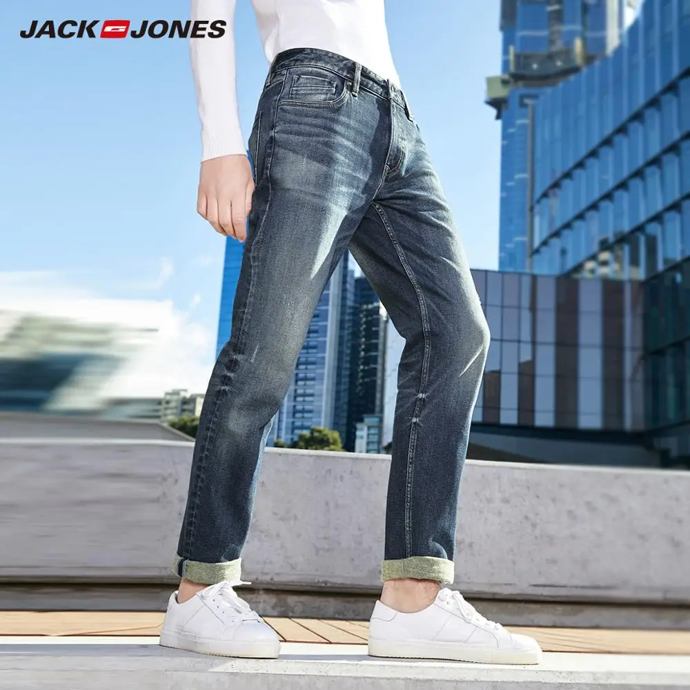 JackJones мужские хлопковые повседневные джинсовые штаны мужские тонкие эластичные джинсы 219332573