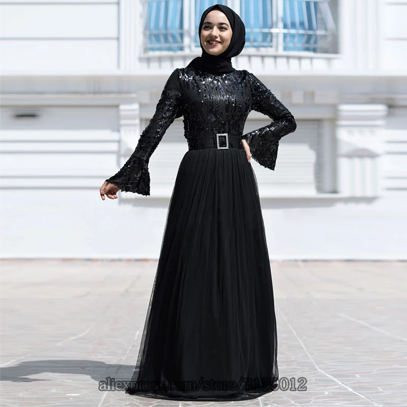 Sequin abaya Дубай мусульманское платье хиджаб вечернее платье-кафтан турецкие платья халат ислам одежда Kleding Абая для женщин
