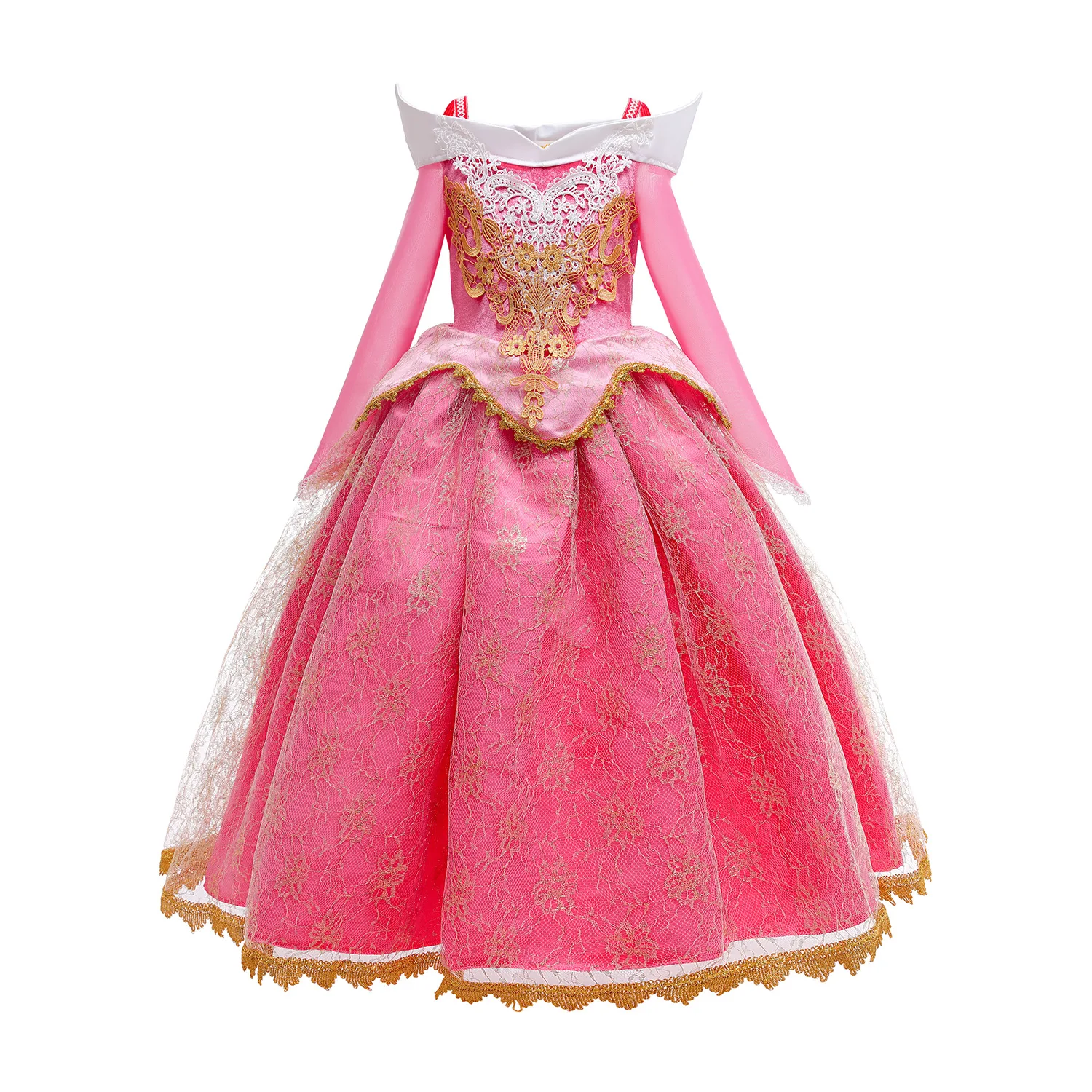 Girls Halloween Beauty Aurora Princess Dress Long Sleeves Lace Robe For Kids Gorgeous Carnival Christmas Fancy Party Outfits