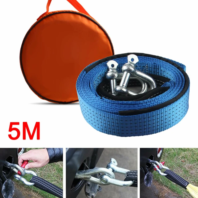 5m 8 Tons Heavy Duty Tow Strap with Safety Hooks Tow Rope Shackle for  Vehicle Recovery