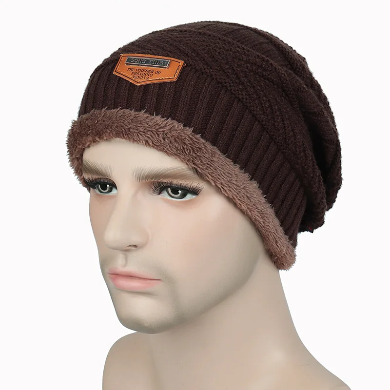 Зимние шапки для мужчин, шапка для волос, осенняя и зимняя бархатная теплая вязаная шапка, Мужская Уличная шапка, шапка в стиле хип-хоп - Цвет: 6