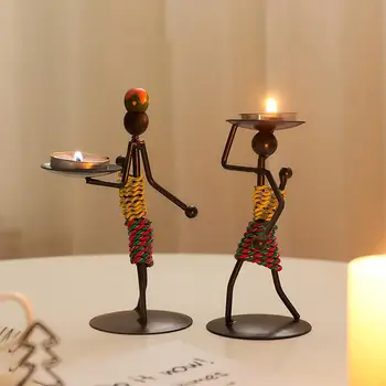 

Creative Nordic Candlestick Abstract Iron Men Candle Holder Modeling Candlesticks Home Bar Restaurant Romantic Decor