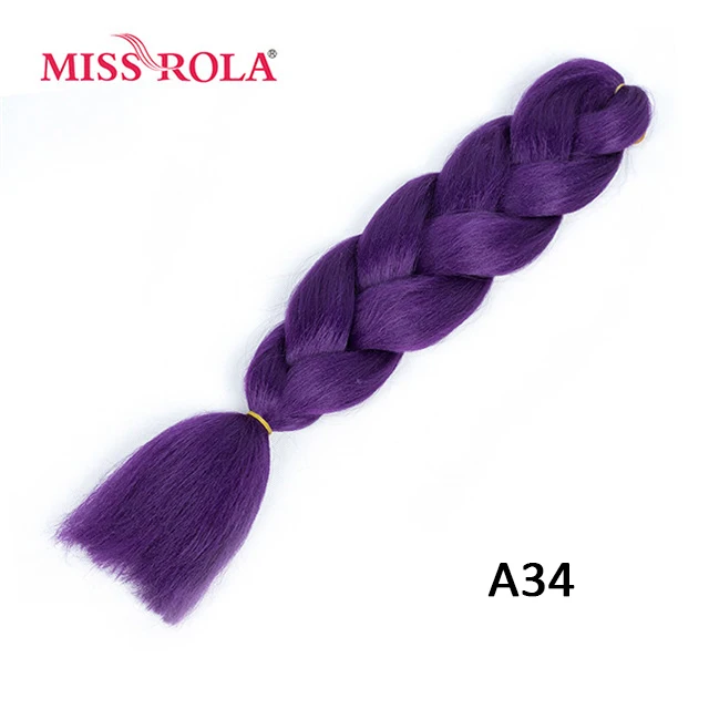 Miss Rola Synthetic Support Wholesale 100g 24 Inch Jumbo BraidsPink Green Yellow High Temperature Fiber Ombre Hair Extensions A34
