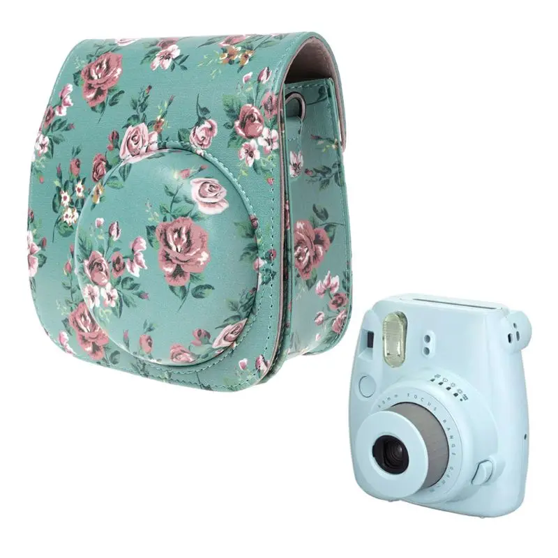 Instax Mini 8/9 сумки для камеры цветочные искусственная кожа ремешок чехол Чехлы для Fujifilm