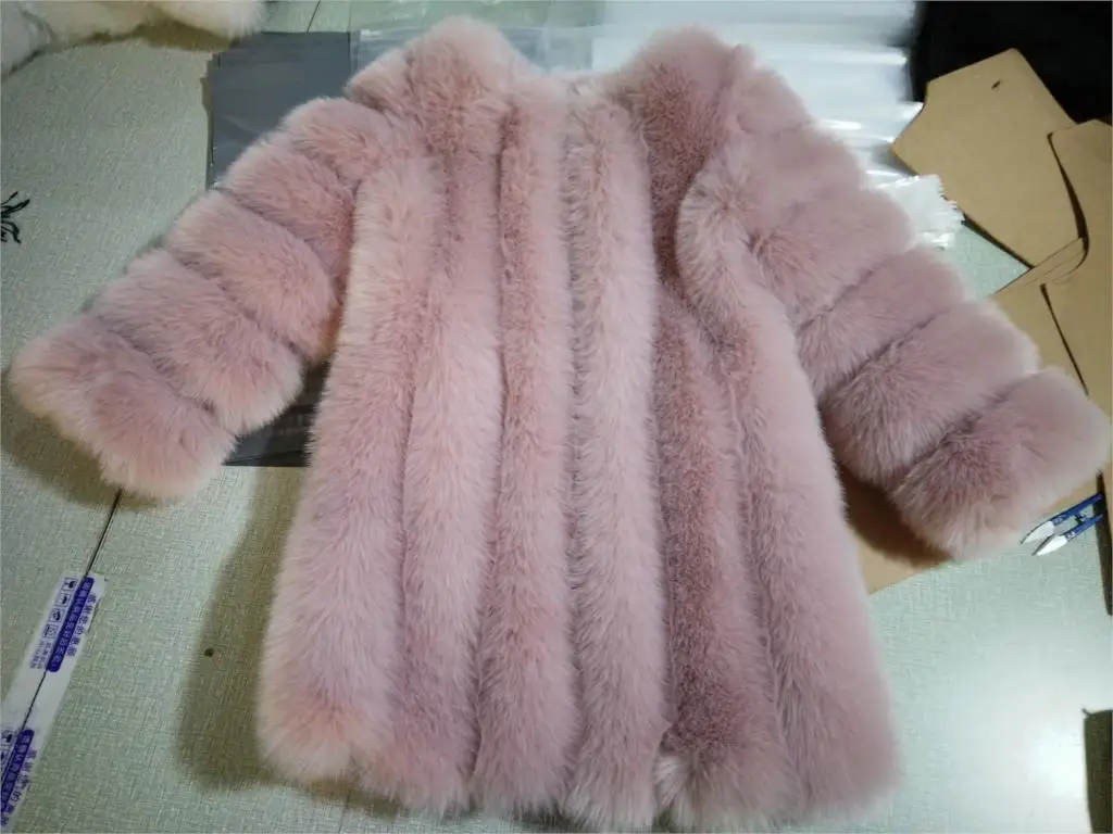 Женская теплая верхняя одежда, Женское пальто из искусственного меха, качественное пальто, имитация меха лисы - Цвет: dark pink