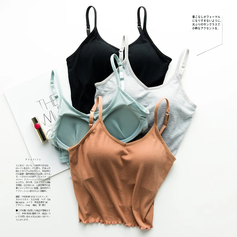 Camiseta Sin Mangas Para Mujer Con Brasier Integrado, Tirantes Delgados