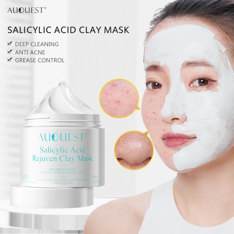 Auquest Salicylic Acid Face Mask Acne Blackhead Remover White Clay